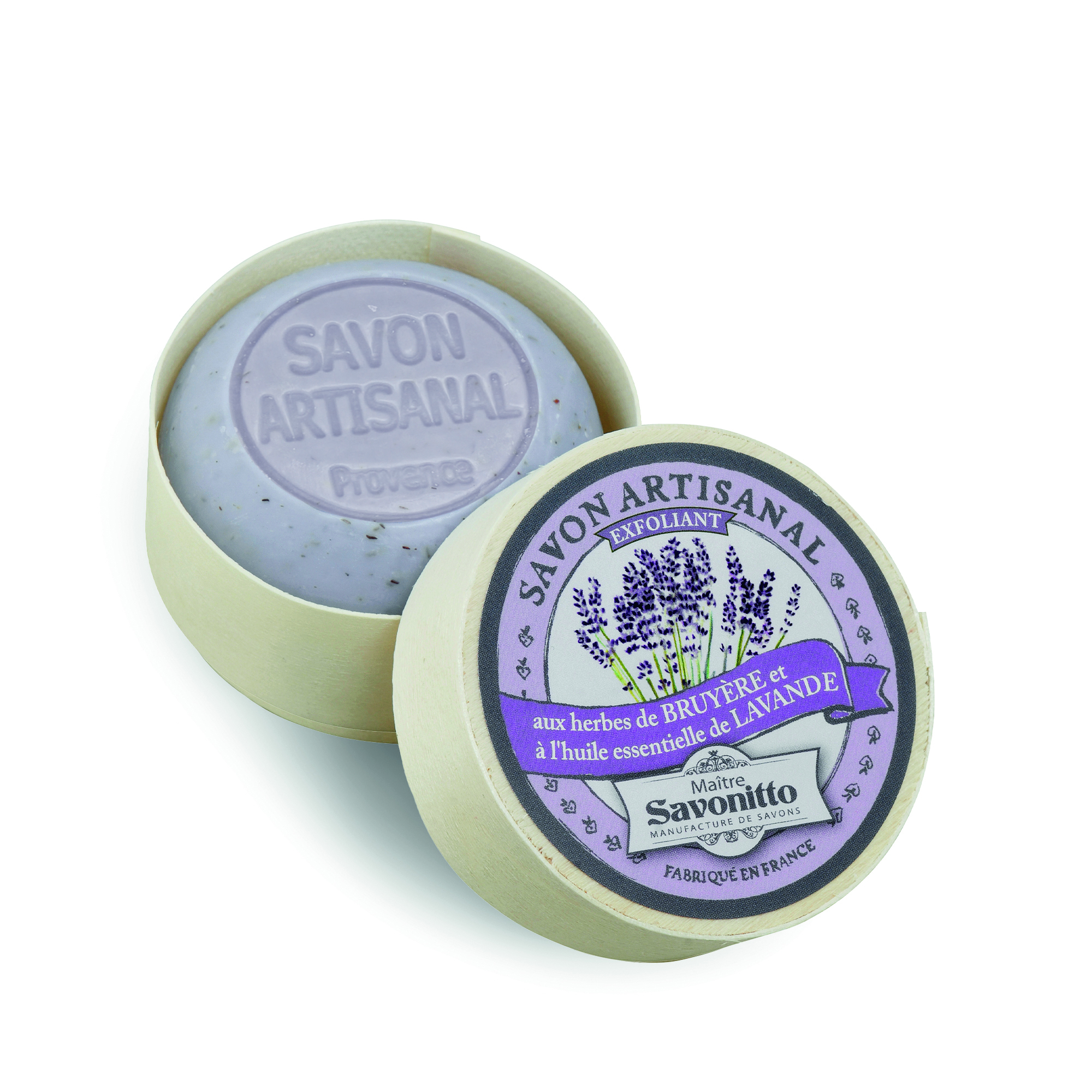 savon lavande dans boite en bois
