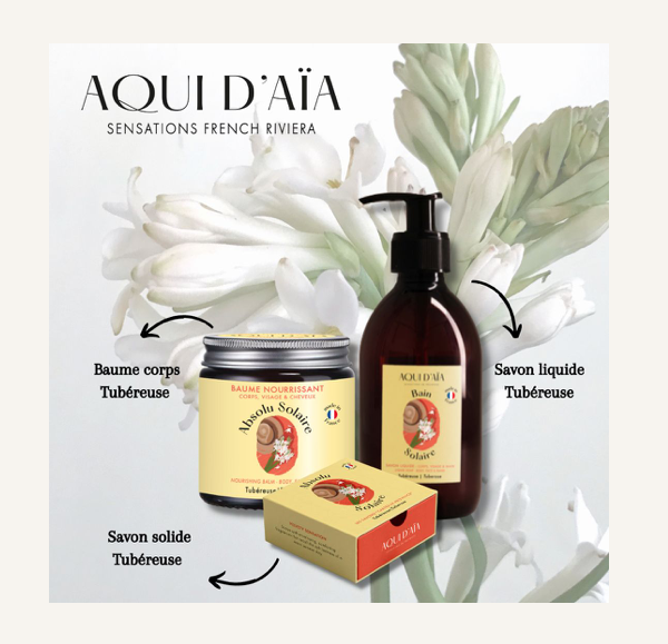Coffret tubéreuse avec bougie parfumée et savons assortis