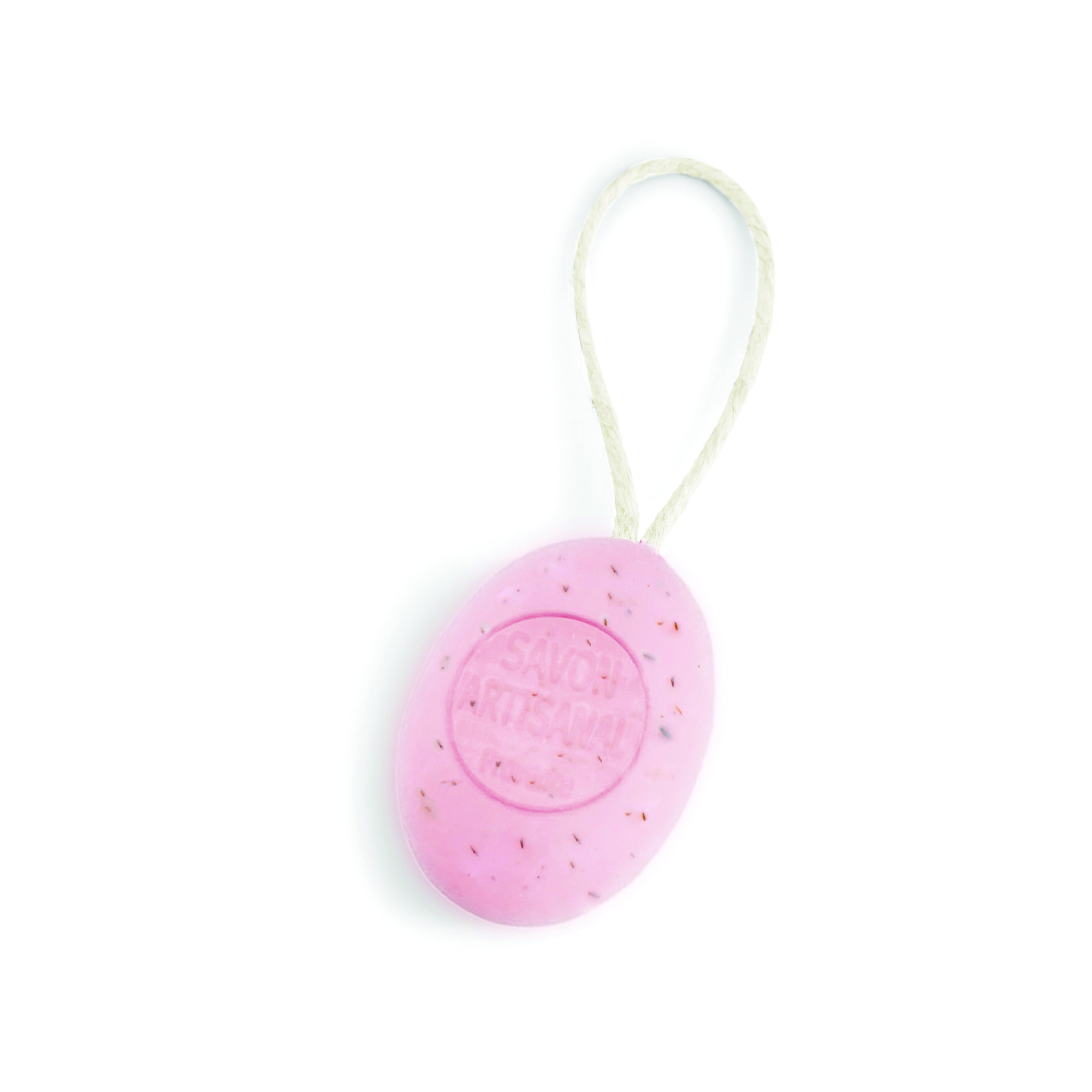 savon ovale corde rose