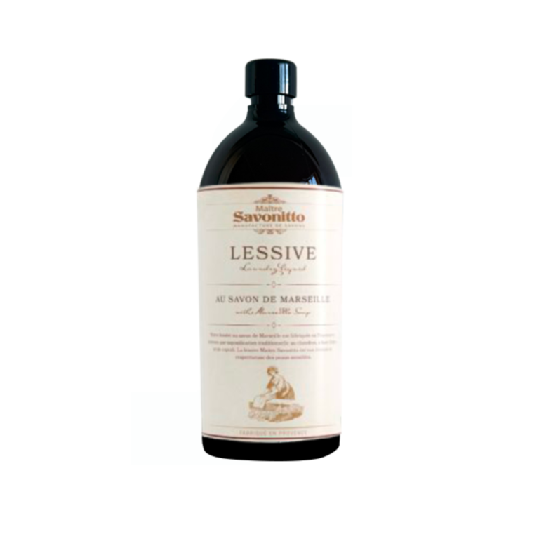 Bouteille de lessive liquide 1L au savon de Marseille, produit ménager naturel pour l’entretien du linge