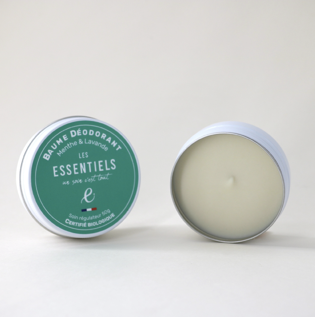Déodorant solide artisanal menthe et lavande 50g, certifié COSMOS Organic, en pot