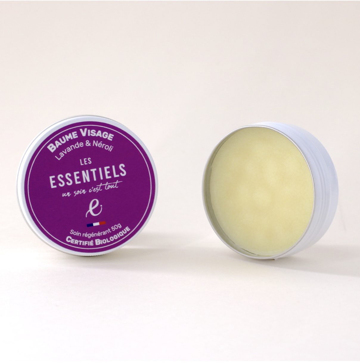 Baume visage artisanal lavande et néroli 50g, certifié COSMOS Organic, présenté en pot
