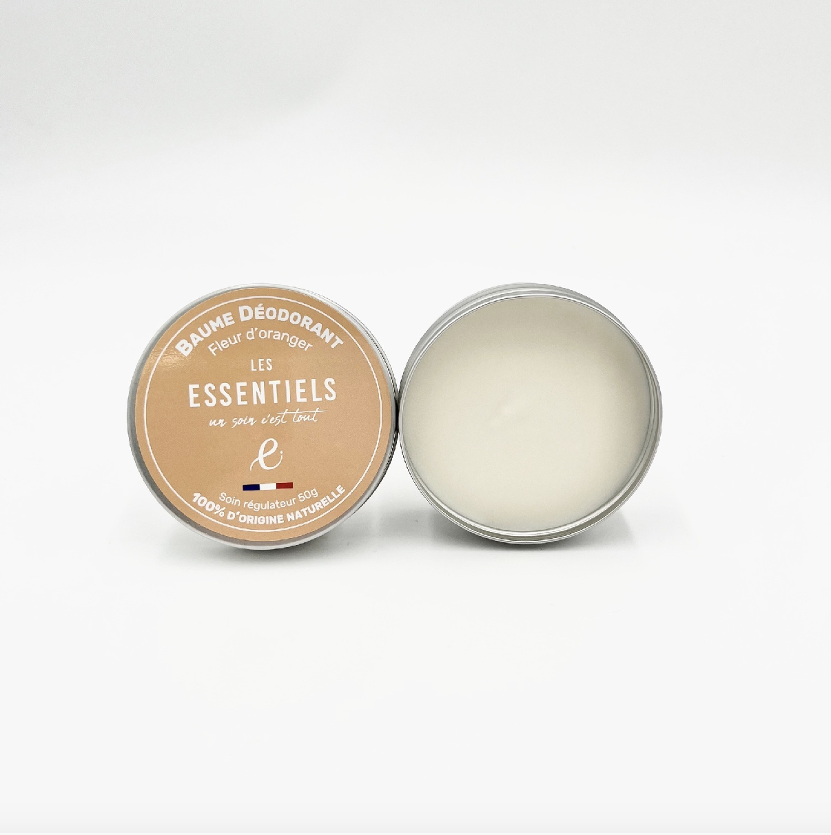 Déodorant solide artisanal fleur d’oranger 50g, présenté en pot.