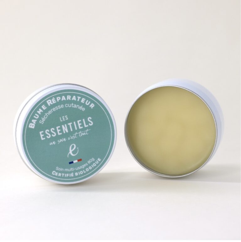 Pot de baume réparateur naturel multi-usages 100ml, certifié COSMOS Organic.