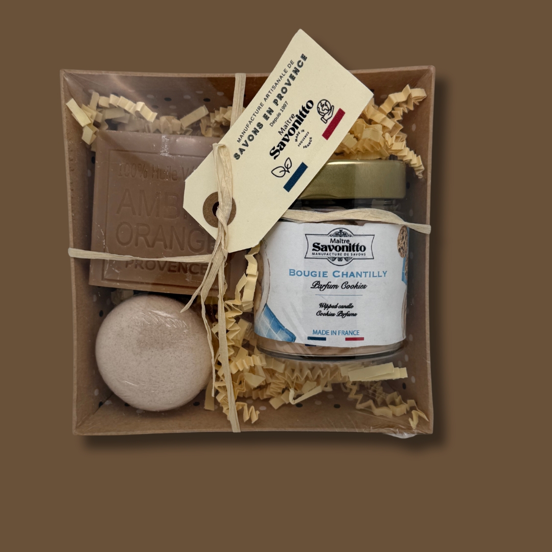 Coffret parfumé Cookie aux senteurs douces et gourmandes, présenté comme une idée cadeau hivernale